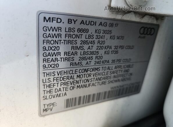 WA1VAAF77JD007707 2018 AUDI Q7 White 