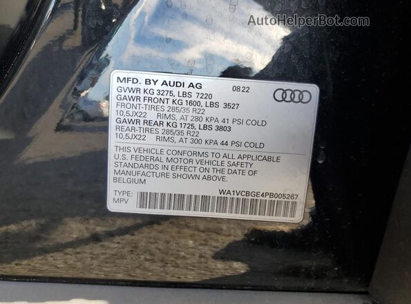 WA1VCBGE4PB005267 2023 AUDI E-TRON Black VIN կոդի պիտակի տեսք