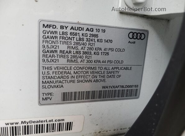 WA1VXAF78LD000153 2020 AUDI Q7 White 