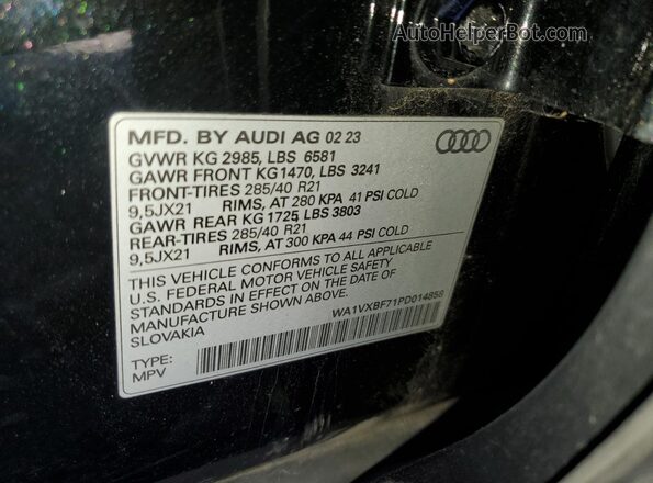 WA1VXBF71PD014858 2023 AUDI Q7 Black ძრავის განყოფილების ხედი