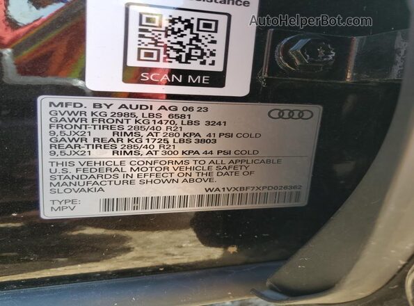 WA1VXBF7XPD026362 2023 AUDI Q7 Brown VIN կոդի պիտակի տեսք