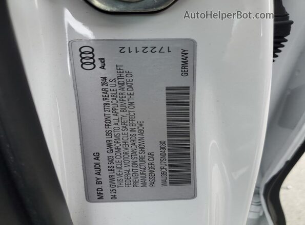 WAU35CFU7SN049080 2025 AUDI S5 Gray VIN sticker view