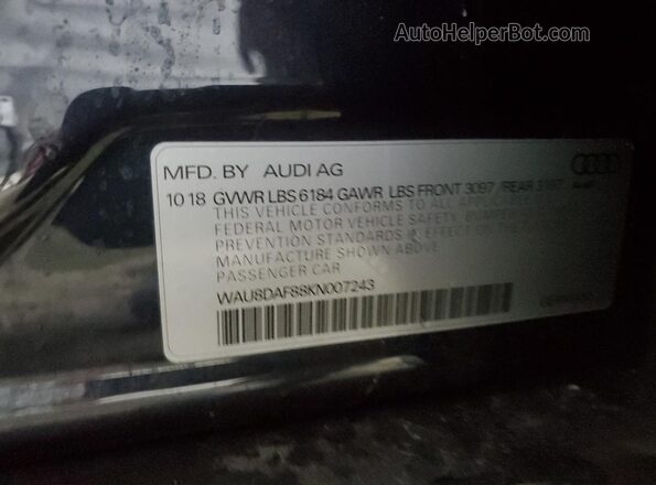 WAU8DAF88KN007243 2019 AUDI OTHER Угольный Вид подкапотного пространства