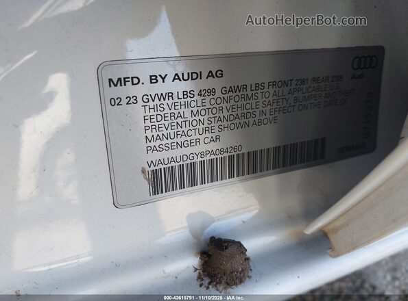 WAUAUDGY8PA084260 2023 AUDI OTHER Белый Вид подкапотного пространства