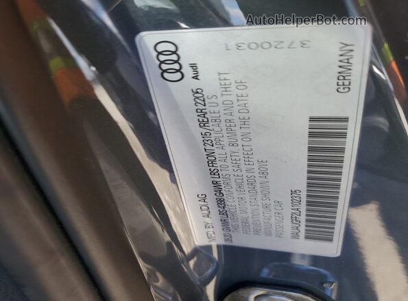WAUAUGFF2LA102375 2020 AUDI OTHER Серый Вид наклейки с VIN-кодом