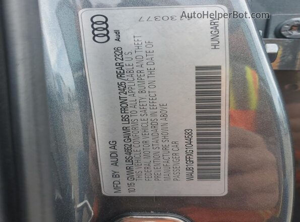 WAUB1GFFXG1044583 2016 AUDI S3 Gray Вид підкапотного простору
