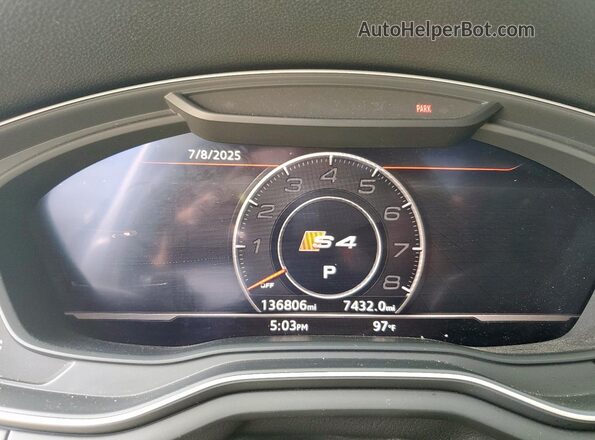 WAUB4AF43JA128884 2018 AUDI S4 Silver Սարքավորումների վահանակի տեսք