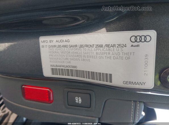 WAUB4AF46JA003880 2018 AUDI S4 Gray Vista del compartimento del motor