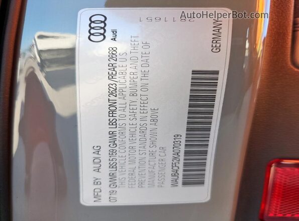 WAUB4CF52KA070319 2019 AUDI S5 Gray Vista del compartimento del motor