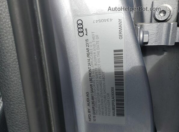 WAUBEGFF0LA030058 2020 AUDI OTHER Silver VIN კოდის სტიკერის ხედი