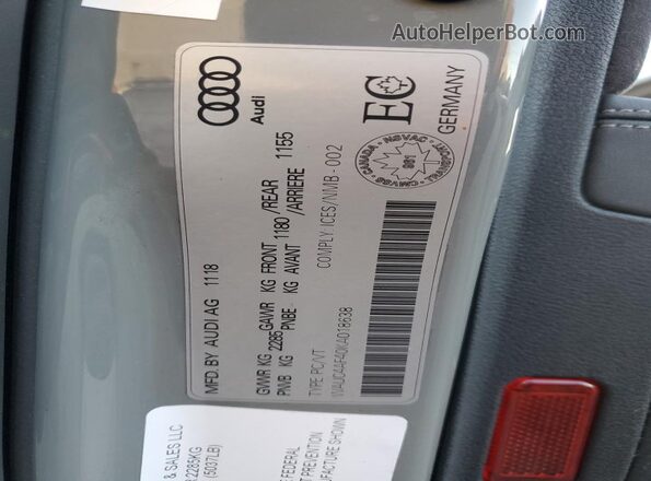 WAUC4AF40KA018638 2019 AUDI S4 Gray Widok komory silnika