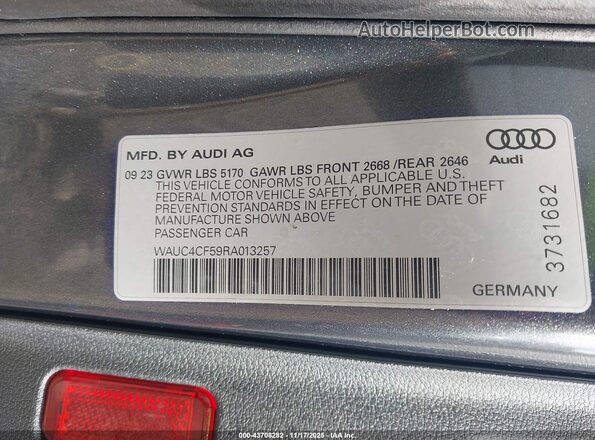WAUC4CF59RA013257 2024 AUDI S5 Black Вид підкапотного простору