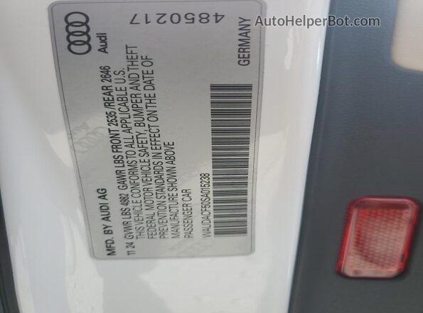 WAUDACF50SA015238 2025 AUDI OTHER White Вид підкапотного простору
