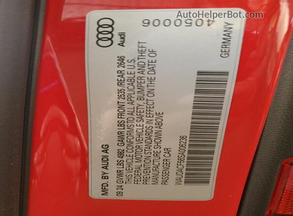 WAUDACF56SA006236 2025 AUDI OTHER Red Панорамний вид салону 360°