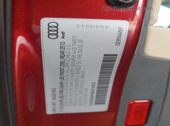 WAUDNAF46KA014675 2019 AUDI OTHER Burgundy ძრავის განყოფილების ხედი