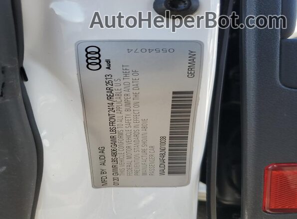 WAUDNAF48LN010038 2020 AUDI OTHER White Widok naklejki z numerem VIN