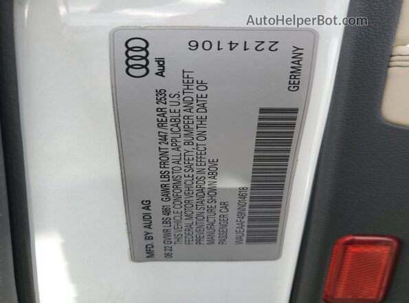 WAUEAAF49NN014618 2022 AUDI OTHER White Շարժիչի բաժամունքի տեսք