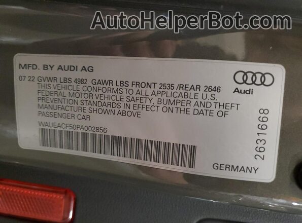 WAUEACF50PA002856 2023 AUDI OTHER Gray Engine compartment view