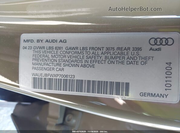 WAUEJBFWXP7006123 2023 AUDI E-TRON Green Widok komory silnika