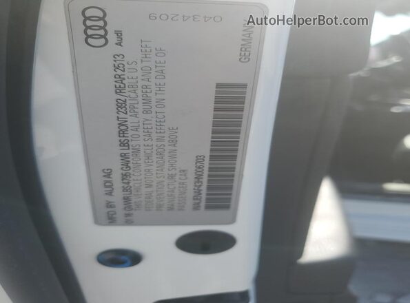 WAUENAF43HN006703 2017 AUDI OTHER White Vista de la etiqueta del VIN