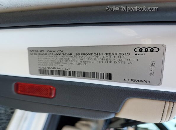 WAUENAF48LN011579 2020 AUDI OTHER White Շարժիչի բաժամունքի տեսք