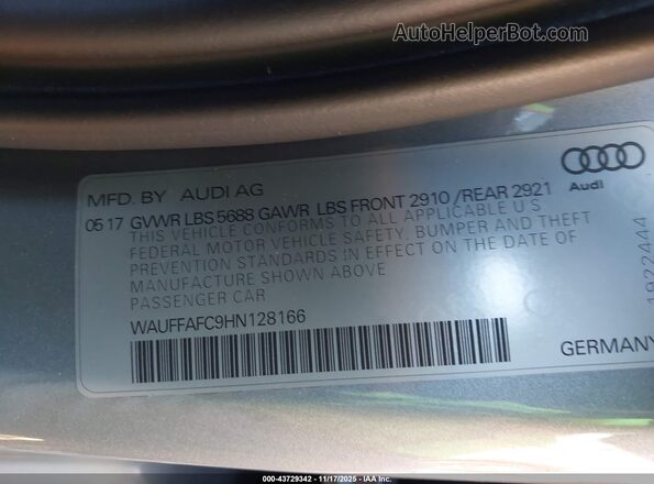 WAUFFAFC9HN128166 2017 AUDI S6 Серый Вид подкапотного пространства