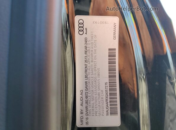 WAUG4AFR3GA057275 2016 AUDI S5 Black Vista del compartimento del motor