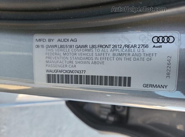 WAUGFAFCXGN074377 2016 AUDI OTHER Gray Widok komory silnika