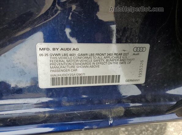 WAUHUDGY2SA129071 2025 AUDI OTHER Синий 