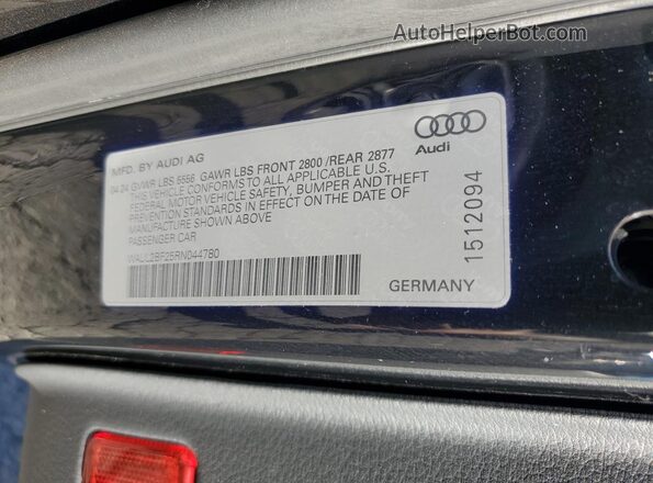 WAUL2BF25RN044780 2024 AUDI OTHER Black Вид наклейки з VIN-кодом