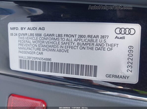 WAUL2BF25RN054886 2024 AUDI OTHER Black Вид підкапотного простору