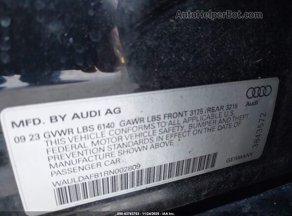 WAULDAF81RN002809 2024 AUDI OTHER Black ძრავის განყოფილების ხედი