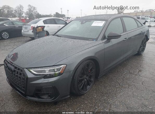 WAULSAF81SN002580 2025 AUDI S8 Gray Առջևի ձախ երեք քառորդ տեսարան