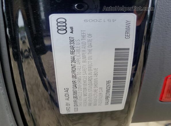 WAUVPBF27MN029765 2021 AUDI OTHER Black VIN კოდის სტიკერის ხედი