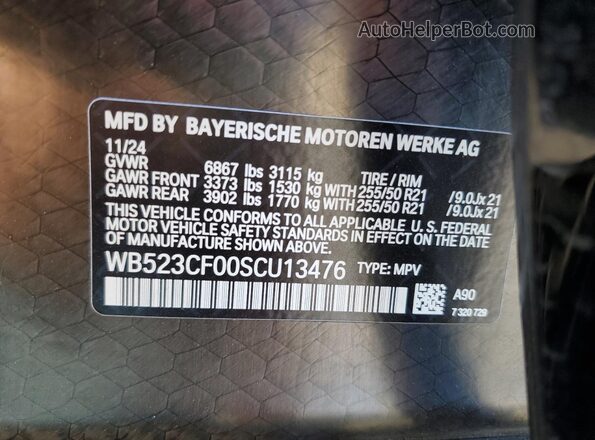 WB523CF00SCU13476 2025 BMW IX Black Vista del compartimento del motor