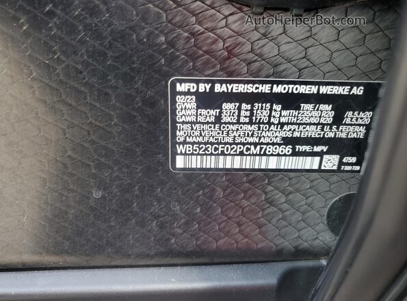 WB523CF02PCM78966 2023 BMW IX Black Вид наклейки з VIN-кодом