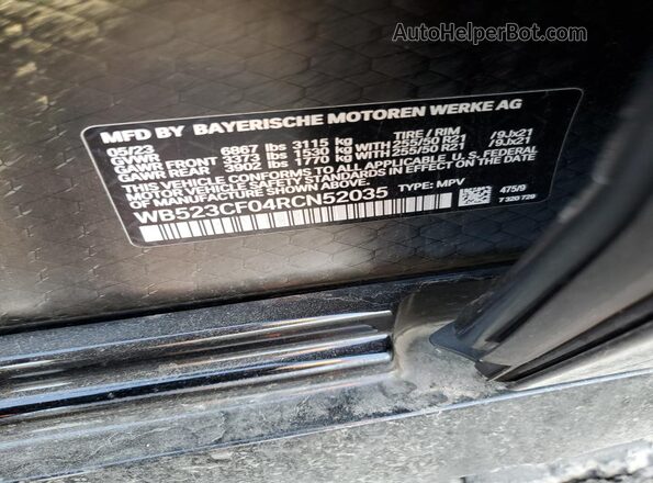 WB523CF04RCN52035 2024 BMW IX Black VIN կոդի պիտակի տեսք