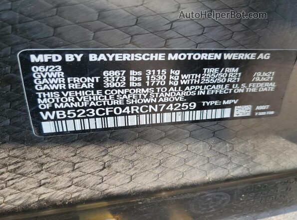 WB523CF04RCN74259 2024 BMW IX Gray Панорамний вид салону 360°