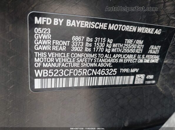 WB523CF05RCN46325 2024 BMW IX Black Вид підкапотного простору