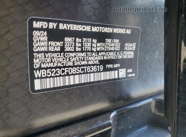 WB523CF08SCT63619 2025 BMW IX White Вид наклейки з VIN-кодом