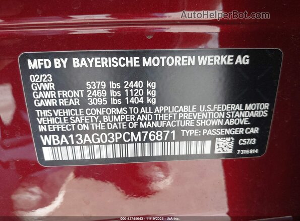 WBA13AG03PCM76871 2023 BMW 5 SERIES Red Engine compartment view