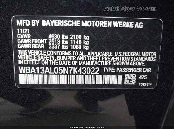 WBA13AL05N7K43022 2022 BMW M2 Black Engine compartment view