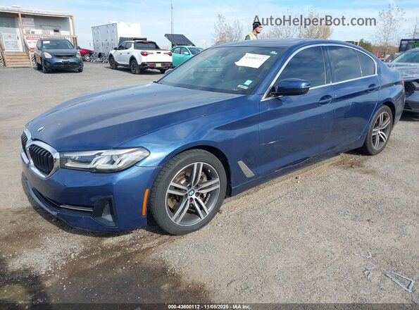 WBA13BJ07MCF81149 2021 BMW 5 SERIES Blue Առջևի ձախ երեք քառորդ տեսարան