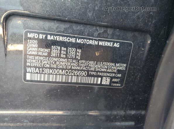 WBA13BK00MCG26690 2021 BMW M5 Gray Widok komory silnika