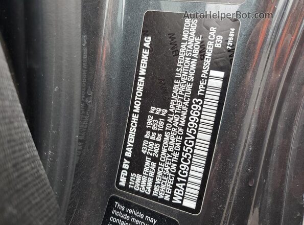 WBA1G9C55GV599693 2016 BMW 2 SERIES Charcoal Vista del compartimento del motor
