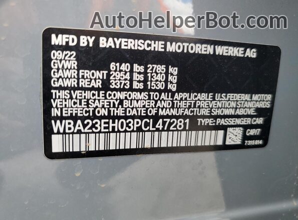 WBA23EH03PCL47281 2023 BMW 7 SERIES Gray 
