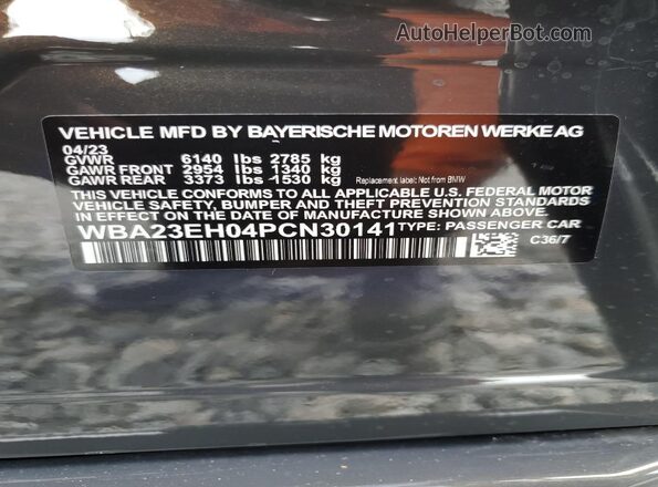 WBA23EH04PCN30141 2023 BMW 7 SERIES Gray Вид підкапотного простору