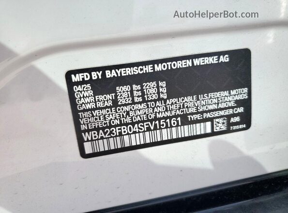WBA23FB04SFV15161 2025 BMW 4 SERIES Белый Вид наклейки с VIN-кодом