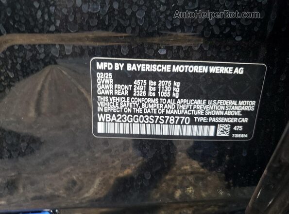 WBA23GG03S7S78770 2025 BMW 2 SERIES Black ძრავის განყოფილების ხედი