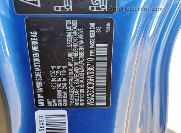 WBA2G3C36HV986710 2017 BMW M2 Blue 